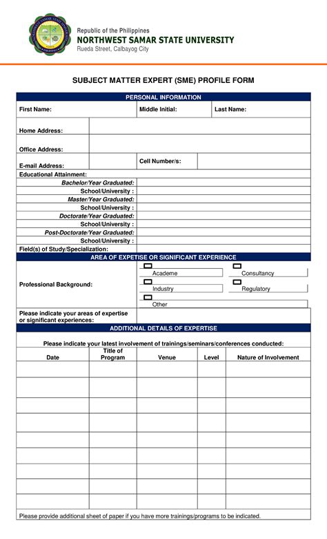 subject matter expert profile form republic   philippines