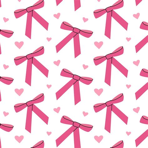 Premium Vector Seamless Pattern With Pink Bows And Hearts Bows For