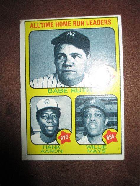 Babe Ruth Hank Aaron Willie Mays Home Run Leaders Card In Set Ebay