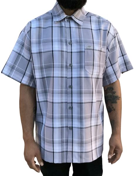 Mens Caltop Short Sleeve Plaid Checker Button Up Polyester Shirt