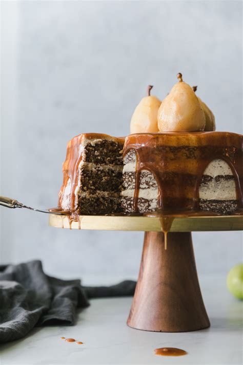 Spiced Pear Cake With Brown Butter Buttercream And Chai Salted Caramel