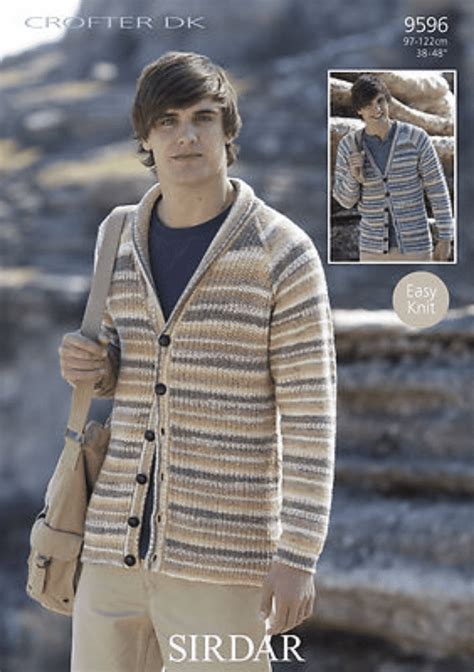 9596 Sirdar Crofter Dk Cardigan Easy Knit Knitting Pattern 38 48