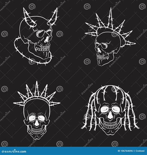 Skulls Vector Set White Skull Signs Cartoondealer