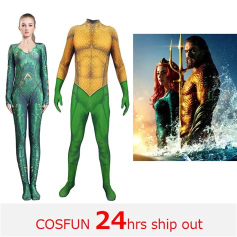 Aquaman Mera Costume Women Girls Amber Heard Queen of the Sea Mera Female Bodysuit Justice ...