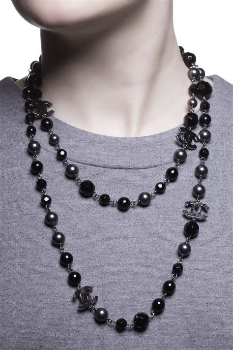 Chanel - Long black pearl CC necklace - 4element