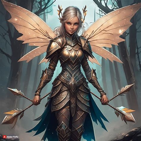 Menacing Fairy With Armor And Two Arrows Premium Ai Generated Vector