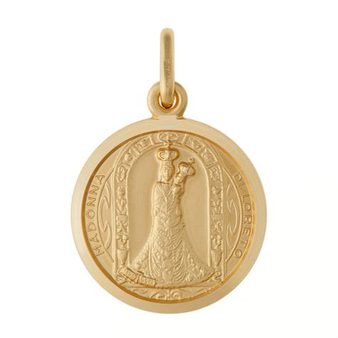 Medalla De Oro 18K De La Virgen Del Loreto Joyas Religiosas