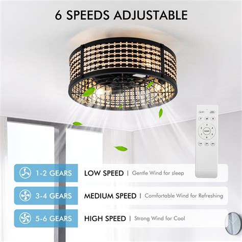 Eehtith Boho Ceiling Fans With Lights Flush Mount Inch Caged Low