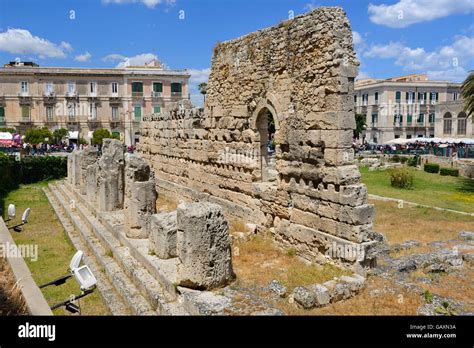 Tempel Des Apollo In Ortygia Syrakus Sizilien Italien