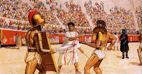 Walka gladiatorów secutora i retiariusa w Pompejach
