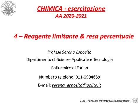 Reagente Limitante Chimica Esercizi Di Chimica Docsity