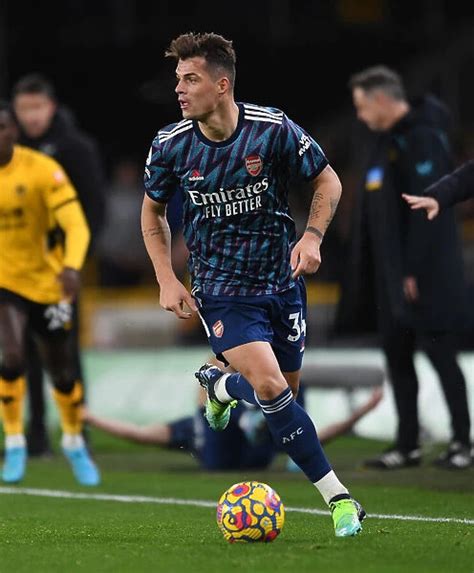 Granit Xhaka In Action Wolverhampton Wanderers Vs Arsenal