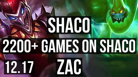 SHACO Vs ZAC JNG 9 1 10 3 4M Mastery 2200 Games Legendary EUW