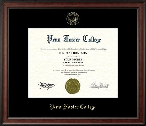 Penn Foster College Gold Embossed Diploma Frame In Studio Item 269461