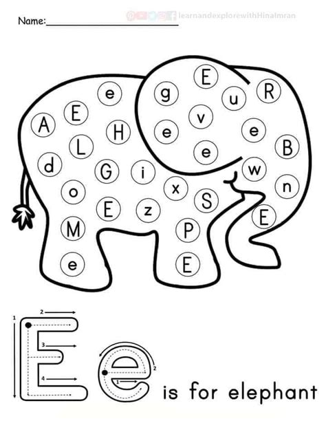 An Elephant Worksheet With The Letter E In It S Letters And Numbers