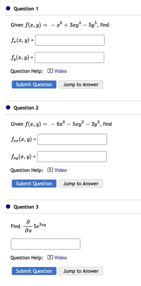 Solved Given F X Y −x6 3xy4−5y5 Fx X Y Fy X Y Question