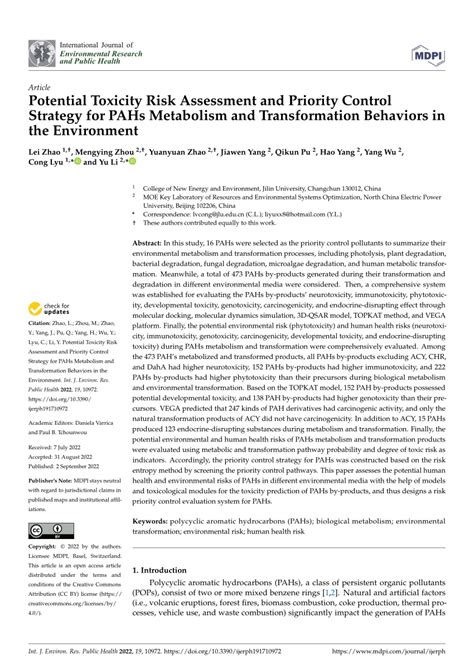 Pdf Potential Toxicity Risk Assessment And Priority Control Strategy