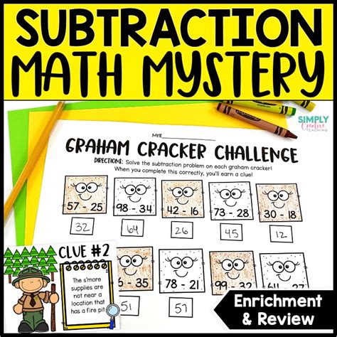 Subtraction Math Mystery Math Challenge Math Enrichment 1st And 2nd