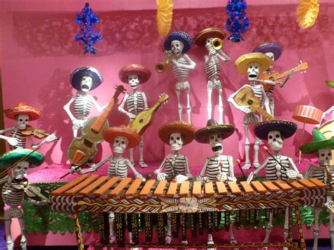 Festive paper mache skeletons playing marimba music Marimba Music ...