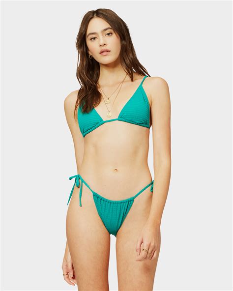 Billabong Seein Green Hi Point Slide Tri Bikini Top Emerald Surfstitch