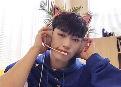 San From Ateez With A Pink Cat Gaming Headset Gamer Cat Cry A River