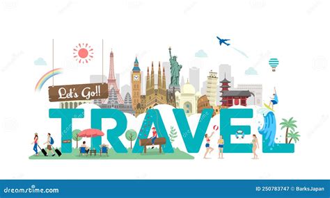 Let`s Go Travel Vector Banner Illustration Stock Vector - Illustration ...