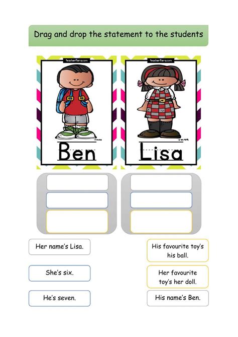 He Hes His She Shes Her Interactive Worksheet English Class