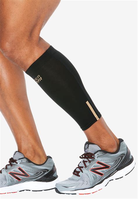 Simple Compression Calf Sleeves By Copper Fit™ Black Brylane Home