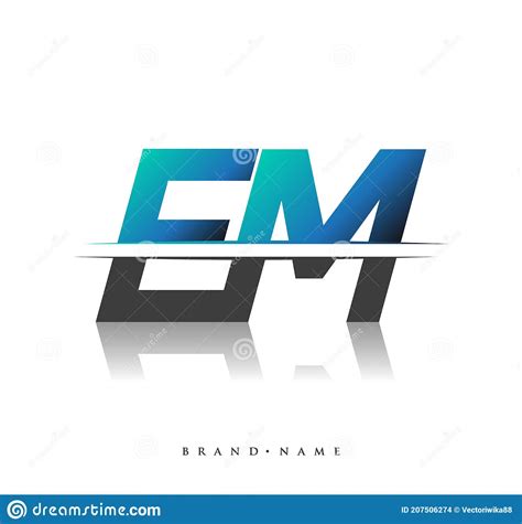 Em Nome Inicial Da Empresa De Logotipo Colorido Preto E Azul Design De