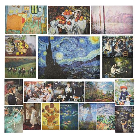 20-Pack Famous Impressionist Wall Art Posters for Classroom, Home ...