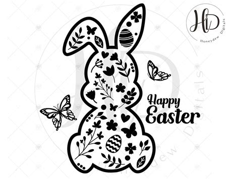 Floral Bunny Svg Easter Bunny Svg Svg Files For Cricut And Silhouette