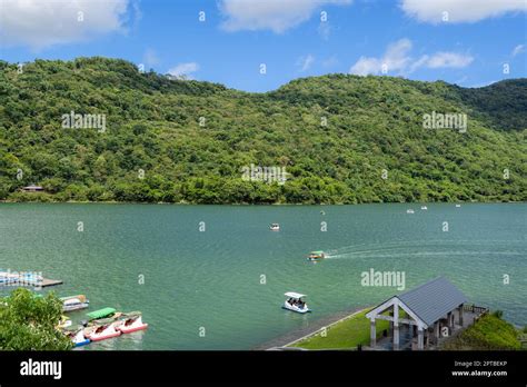 Liyu lake scenic area with mountain in Hualien of Taiwan Stock Photo ...