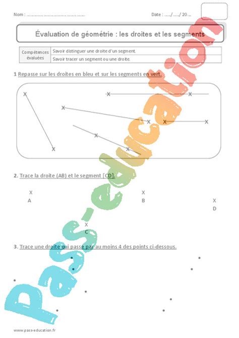 Evaluation Point Droite Et Segment Ce Bilan Et Controle Corrig