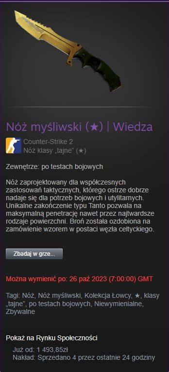 Nóż myśliwski Wiedza KOSA NOŻ CS GO SKIN Bestwina Kup teraz na