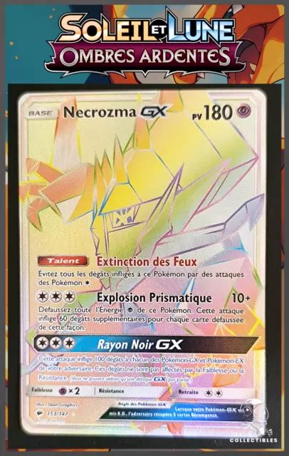 CARTE POKÉMON NECROZMA GX 153 147 Rainbow SL3 Soleil Lune Ombres