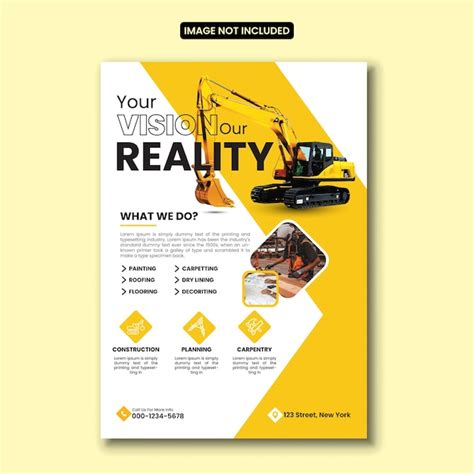 Premium Vector Vector Excavator Or Dozer Cover A4 Flyer Poster Design