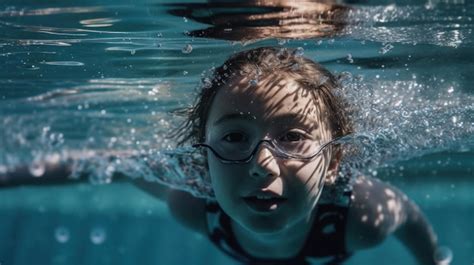 Una Ni A Nadando En El Agua Con El Sol Brillando En Su Rostro Foto