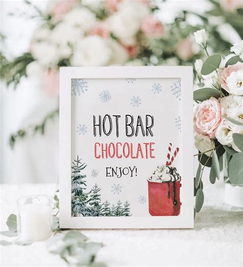 Hot Cocoa Bar Sign Printable Hot Chocolate Bar Sign Holiday Baby Shower Editable Drinks Sign