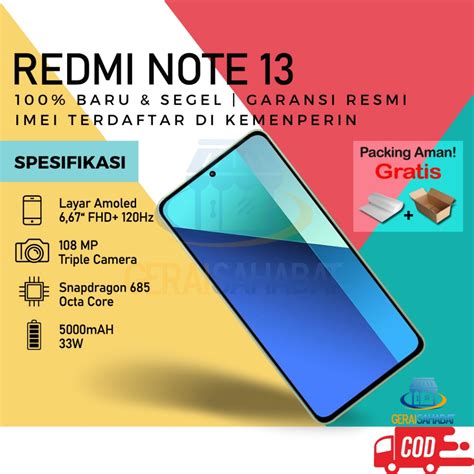 Jual Redmi Note 13 Garansi Resmi Xiaomi Indonesia 15 Bulan Shopee