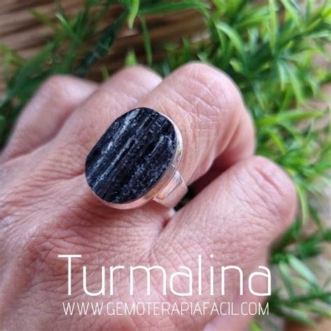 Turmalina Negra Anillo Plata De Ley Gemoterapia F Cil Tienda De