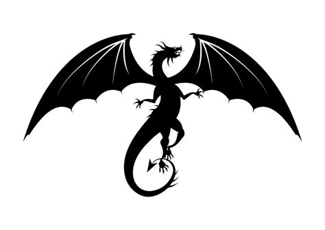 Black Dragon Clipart Vector Isolated On White Background. Black Dragon Tattoo 20513745 Vector ...