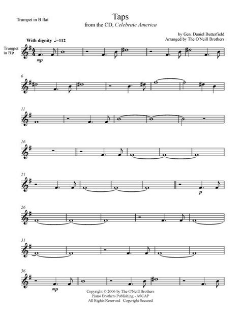 Free Printable Taps Sheet Music For Trumpet - Printable Word Searches