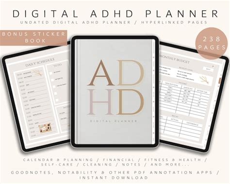 Adhd Digital Planner Adhd Planner Adult Adhd Journal Adhd Etsy