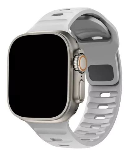 Correa Pulsera Silicona Sport Para Apple Watch Ultra 49 Mm Color Gris