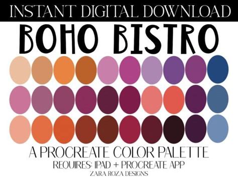 Boho Bistro Procreate Color Palette Graphic By Zararozadesigns