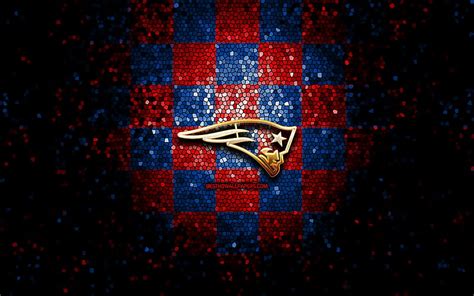 Patriotas De Nueva Inglaterra Logo Brillante Nfl A Cuadros Rojo Azul