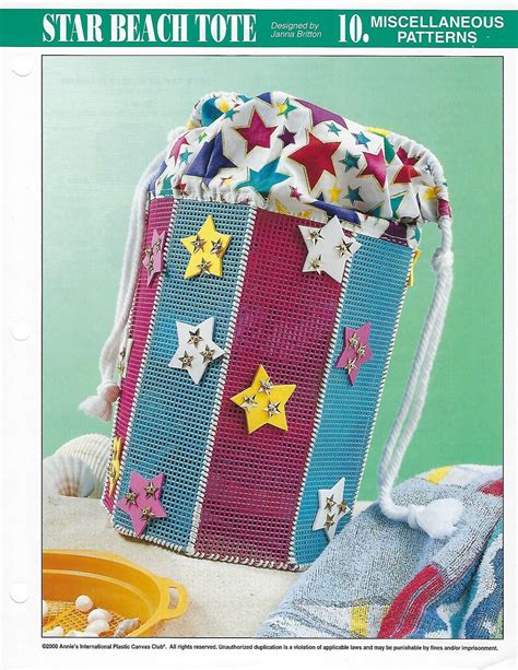 Star Beach Tote Plastic Canvas Pattern Annie S Etsy