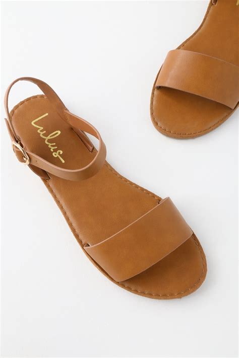 Cute Tan Sandals Flat Sandals Ankle Strap Sandals Lulus