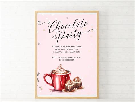 Hot Chocolate Party Invitation Template Hot Chocolate Printable Card Printable Hot Cocoa