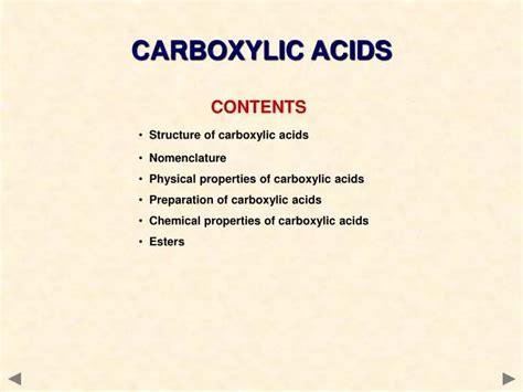 PPT CONTENTS Structure Of Carboxylic Acids Nomenclature PowerPoint